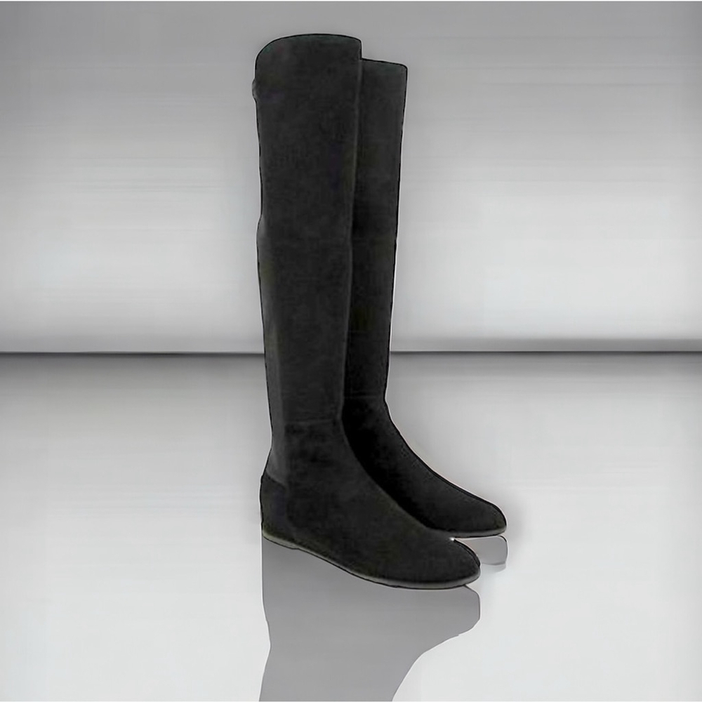* NEW Stuart Weitzman Mainline Black Suede OTK Boots w/Hidden Wedge US 10